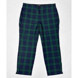 J Crew Tartan Plaid‎ Ankle Pants Womens 14 Blue Green Wool Blend